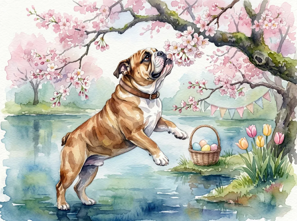Bulldog watercolor calendar month 4
